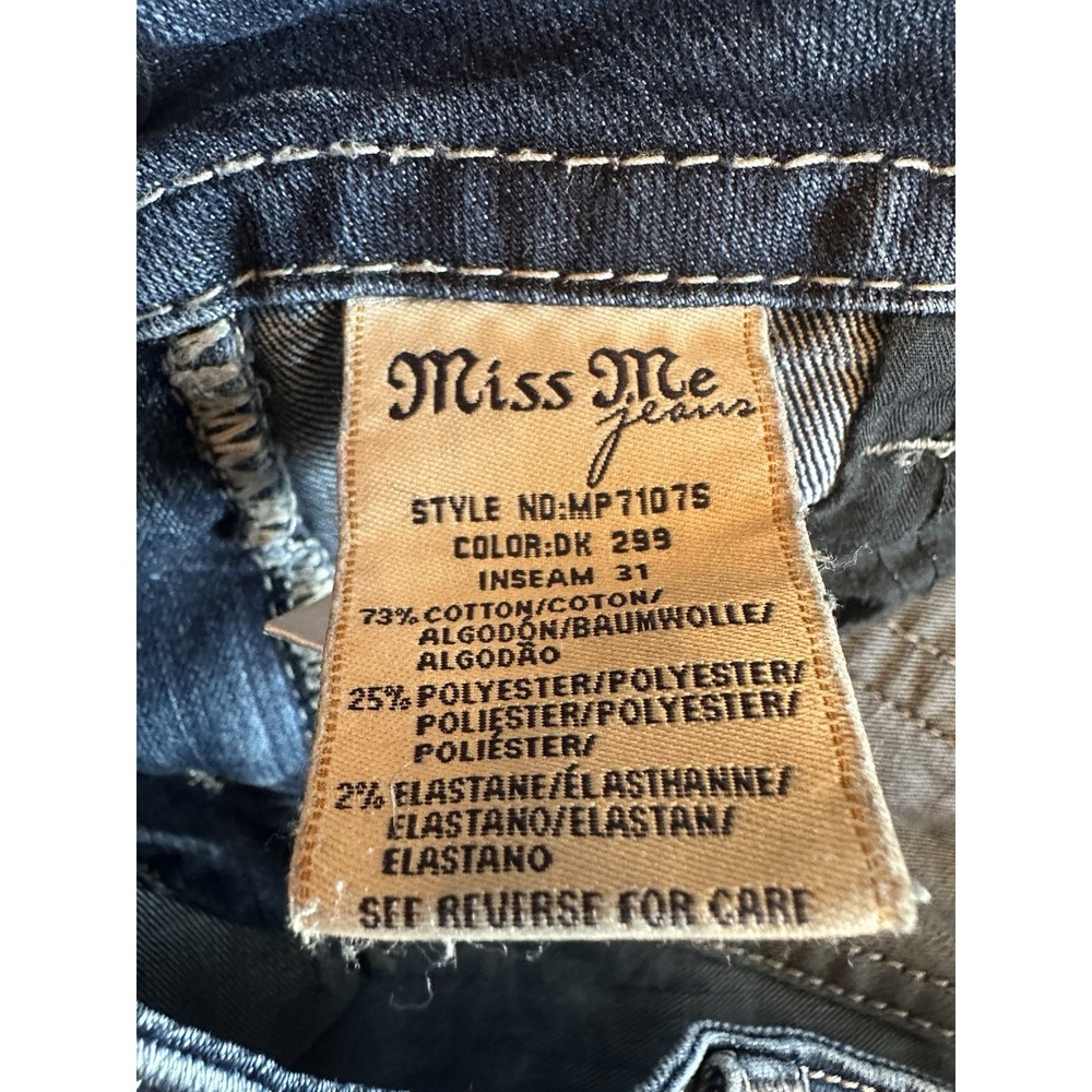 Miss Me Jeans Sz 30 Skinny Wing Rhinestone Bling Low Rise Medium‎ Wash - Picture 8 of 10